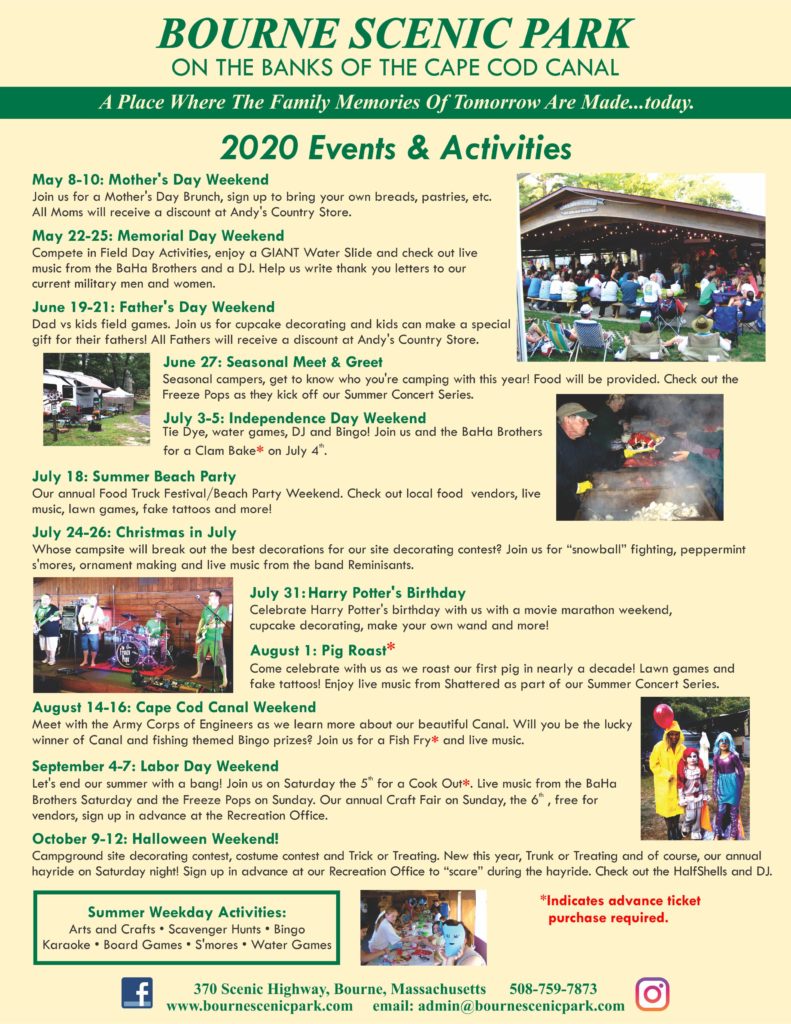 Recreation Schedule - Bourne Scenic Park