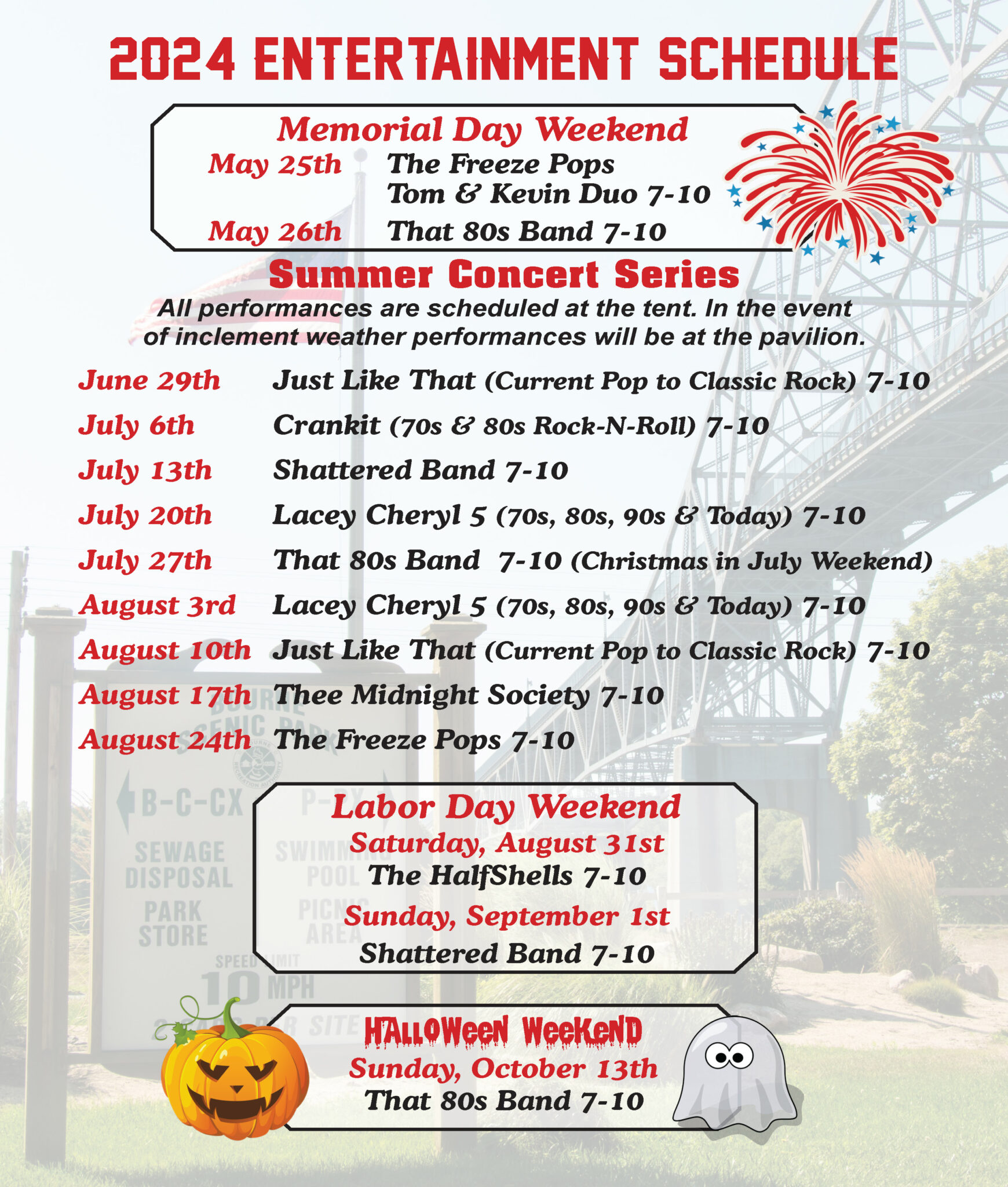 Entertainment Schedule - Bourne Scenic Park